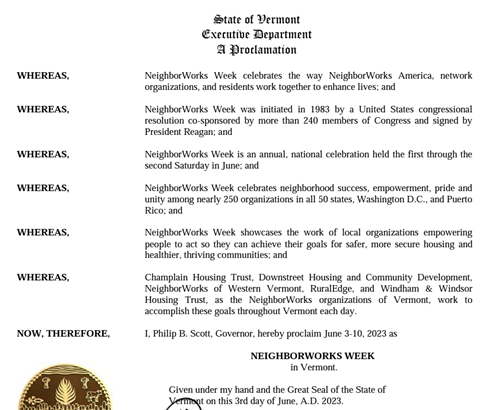 NeighborWorks Week proclamation