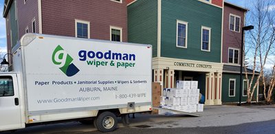 A truck brings much-needed goods to residents in need after shelter in home orders