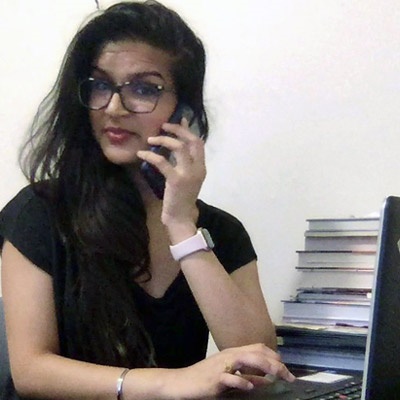 Vartika Govil in the middle of a phone call