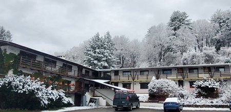 A motel, pictured in the snow, adapts easily to efficiency apartments.