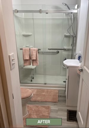 After renovations, the homeowner had a shower that worked better for her needs.