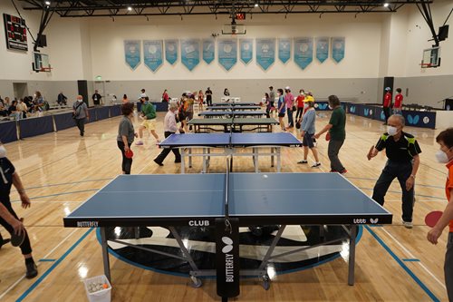 Ping pong is an activity that's a favorite of seniors at Terasaki Budokan.