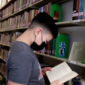 A student reads during the 20-21 school year