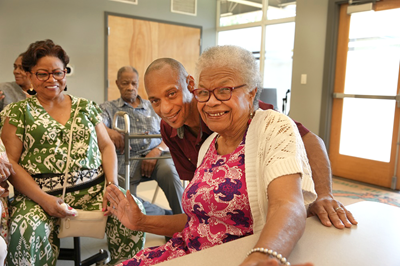 Naeema Gilyard with friends and supporters.