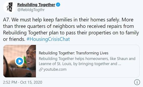 Rebuilding Together says we must keep families in their homes.