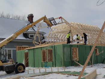 A home in the process of construction.